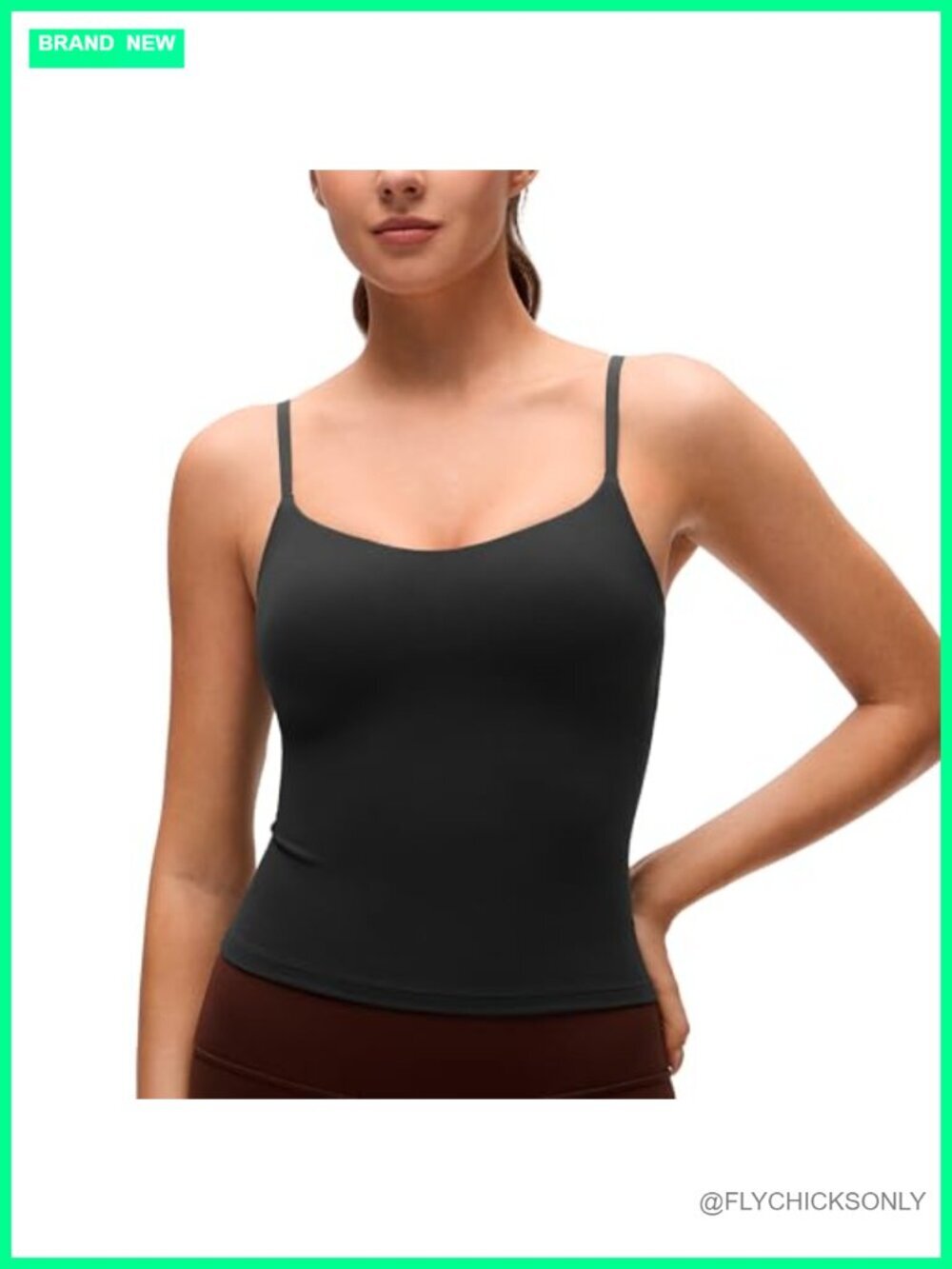 Butterluxe Molded Cup Tank Top with Built-in Shelf Bra - Crop Adjustable U Back